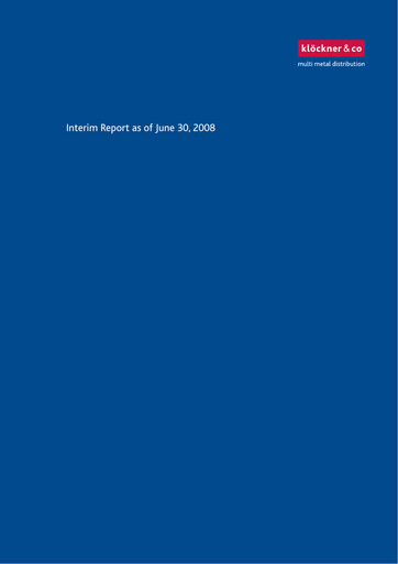 Thumbnail Klöckner & Co Half-year Report 2008-h1