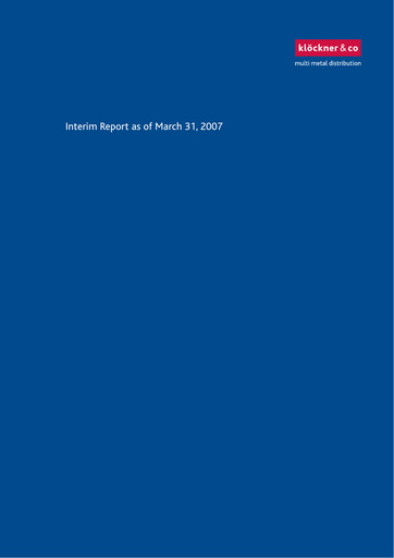 Thumbnail Klöckner & Co Quarterly Report 2007-q1