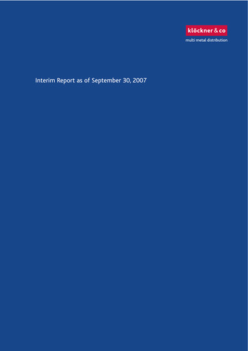 Thumbnail Klöckner & Co Quarterly Report 2007-q3