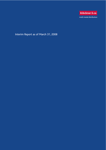 Thumbnail Klöckner & Co Quarterly Report 2008-q1