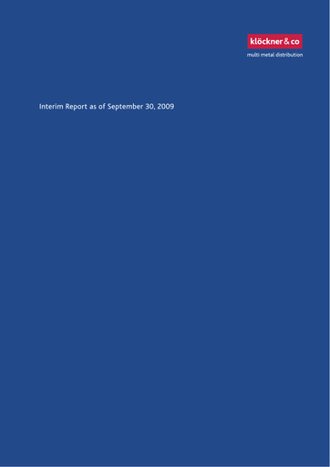 Thumbnail Klöckner & Co Quarterly Report 2009-q3