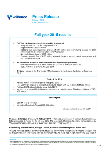 Vorschaubild Vallourec Finanzmitteilung 2015