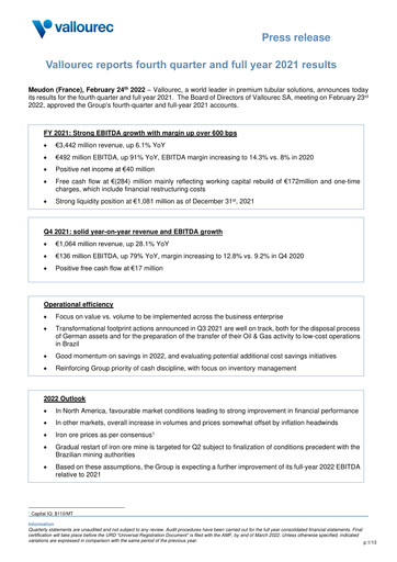 Vorschaubild Vallourec Finanzmitteilung 2021