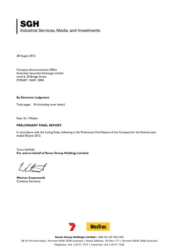 Thumbnail Seven Group Holdings
 (SGH) Financial Statement 2012