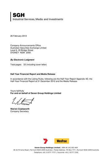 Thumbnail Seven Group Holdings
 (SGH) Half-year Report 2013-h1