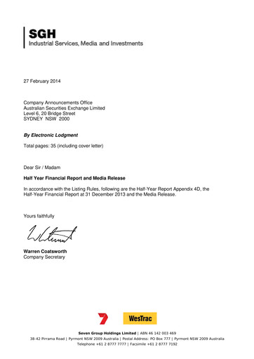 Thumbnail Seven Group Holdings
 (SGH) Half-year Report 2014-h1