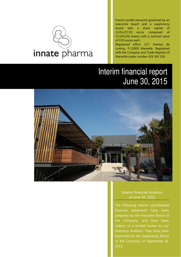 Thumbnail Innate Pharma
 Half-year Report 2015-h1