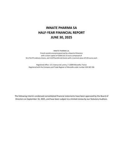 Thumbnail Innate Pharma
 Half-year Report 2025-h1