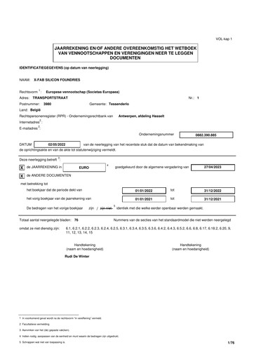 Miniature X-FAB Bilan financier 2022