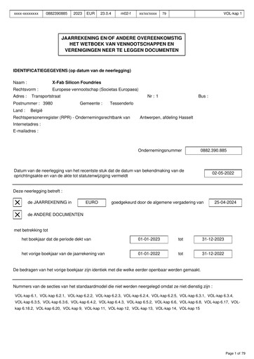 Miniature X-FAB Bilan financier 2023