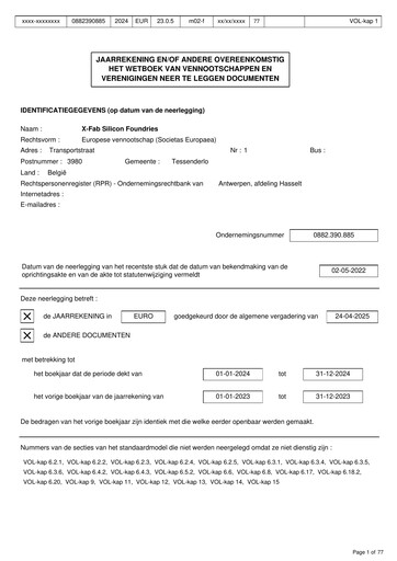 Miniature X-FAB Bilan financier 2024