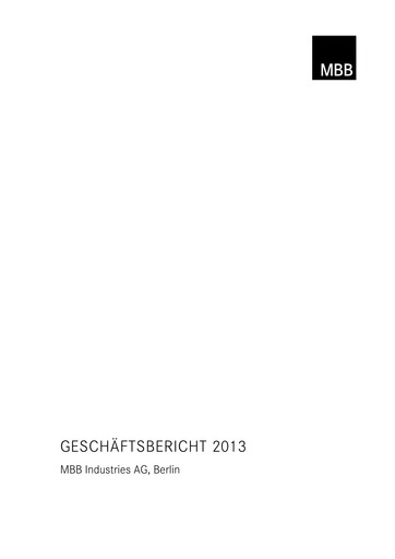 Vorschaubild MBB SE Jahresbericht 2013