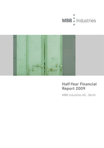 Thumbnail MBB SE Half-year Report 2009-h1