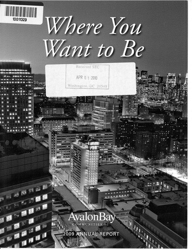 Miniature AvalonBay Communities Rapport annuel 2009
