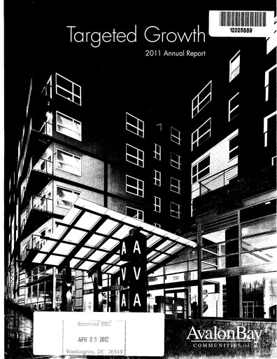 Miniature AvalonBay Communities Rapport annuel 2011