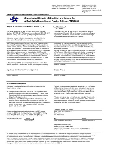 Thumbnail BNY Mellon (Bank of New York Mellon) Quarterly Report 2017-q1