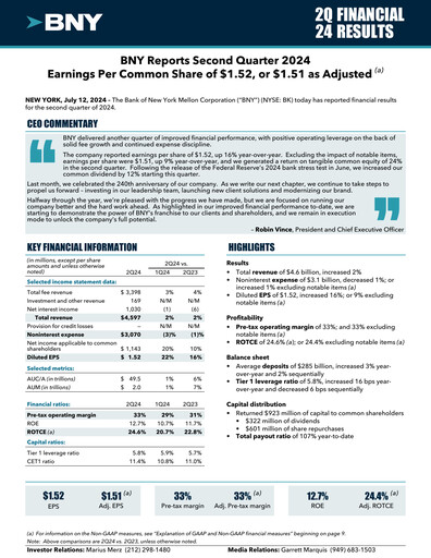 Thumbnail BNY Mellon (Bank of New York Mellon) Quarterly Report 2024-q2
