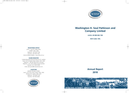 Thumbnail Washington H. Soul Pattinson and Company (Soul Patts)  Annual Report 2010