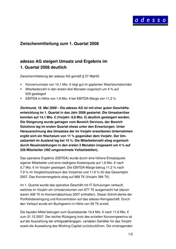 Vorschaubild adesso SE Quartalsbericht 2008-q1