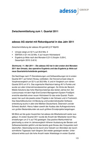 Vorschaubild adesso SE Quartalsbericht 2011-q1