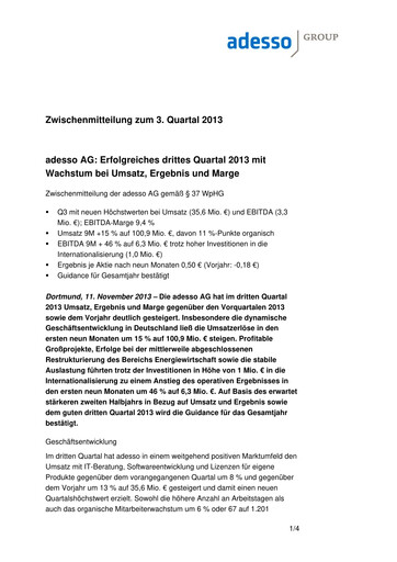 Vorschaubild adesso SE Quartalsbericht 2013-q3