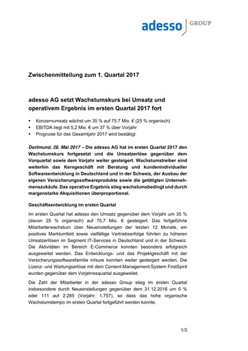 Vorschaubild adesso SE Quartalsbericht 2017-q1
