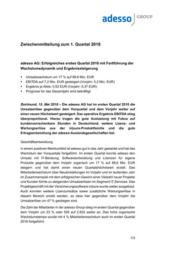 Vorschaubild adesso SE Quartalsbericht 2018-q1