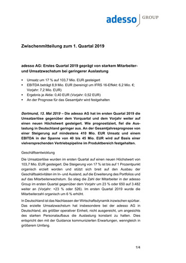 Vorschaubild adesso SE Quartalsbericht 2019-q1