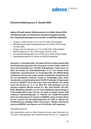 Vorschaubild adesso SE Quartalsbericht 2020-q3