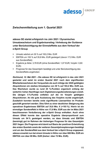 Vorschaubild adesso SE Quartalsbericht 2021-q1