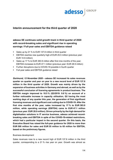 Thumbnail adesso SE Quarterly Report 2020-q3