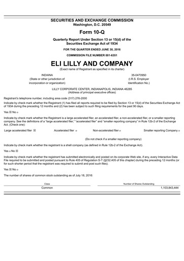 Thumbnail Eli Lilly Quarterly Report 2016-q2