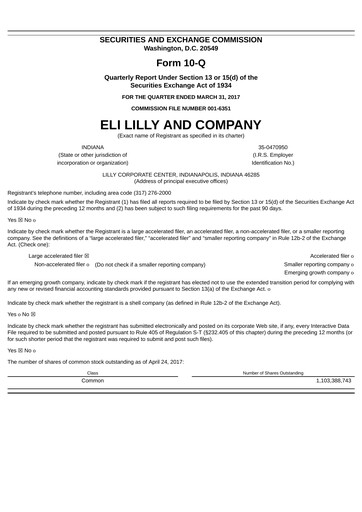 Thumbnail Eli Lilly Quarterly Report 2017-q1