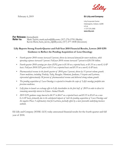 Thumbnail Eli Lilly Quarterly Report 2018-q4