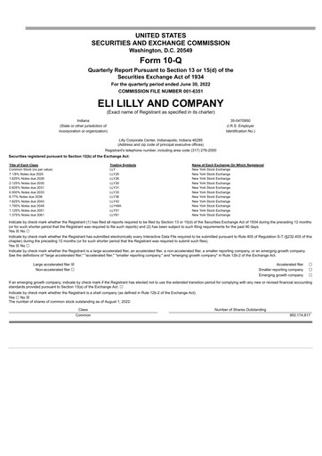 Thumbnail Eli Lilly Quarterly Report 2022-q2