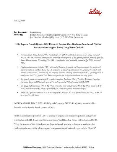 Thumbnail Eli Lilly Quarterly Report 2022-q4