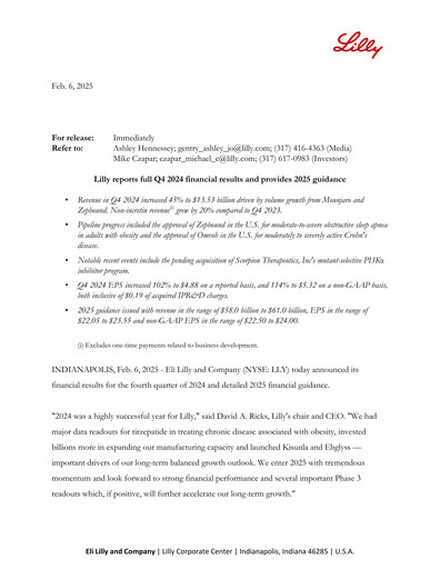 Thumbnail Eli Lilly Quarterly Report 2024-q4