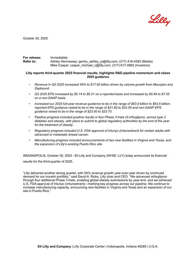 Thumbnail Eli Lilly Quarterly Report 2025-q3