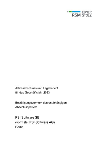 Thumbnail PSI Software Financial Statement 2023