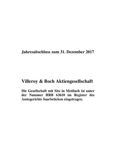 Thumbnail Villeroy & Boch Financial Statement 2017