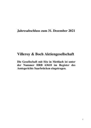 Thumbnail Villeroy & Boch Financial Statement 2021