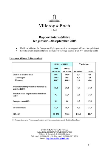 Miniature Villeroy & Boch Rapport trimestriel 2008-q3
