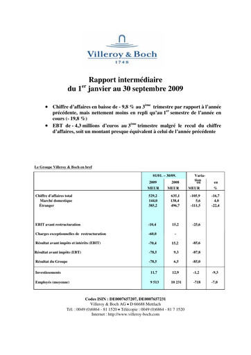 Miniature Villeroy & Boch Rapport trimestriel 2009-q3