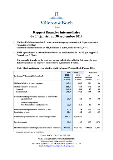 Miniature Villeroy & Boch Rapport trimestriel 2014-q3