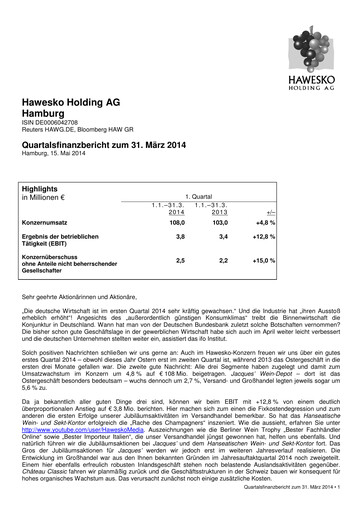 Vorschaubild Hawesko Quartalsbericht 2014-q1