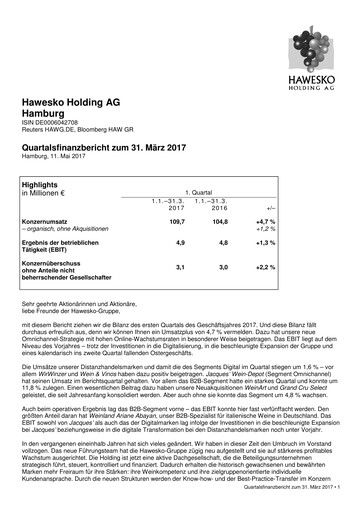 Vorschaubild Hawesko Quartalsbericht 2017-q1