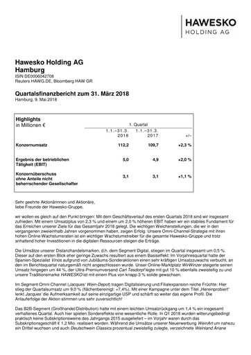Vorschaubild Hawesko Quartalsbericht 2018-q1