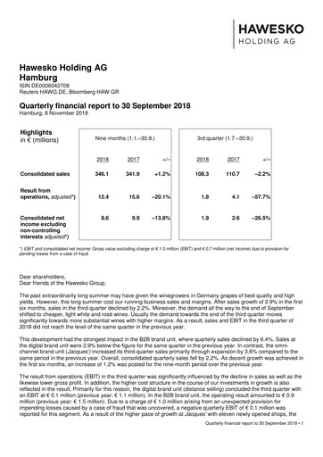 Vorschaubild Hawesko Quartalsbericht 2018-q3
