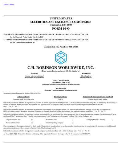 Vorschaubild C. H. Robinson Quartalsbericht 2020-q1