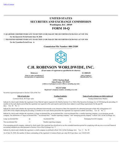 Vorschaubild C. H. Robinson Quartalsbericht 2020-q2